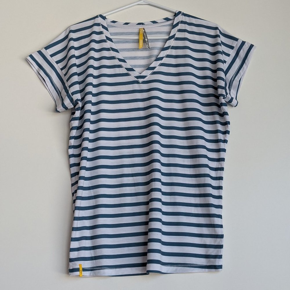 Lole Striped Merino Top Blue White Size Medium